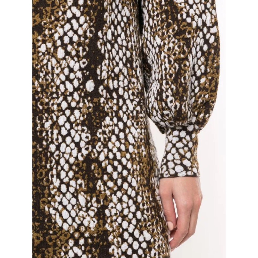 ULLA JOHNSON LINA PYTHON PRINT WOOL DRESS IN BLANC - Picture 4 of 8